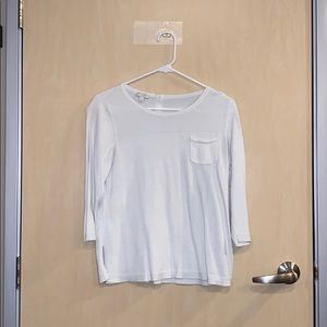 Talbots Cropped Sleeves White Sweater